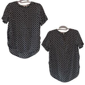 Michael Kors Black and White Patterned Short Sleeve Top